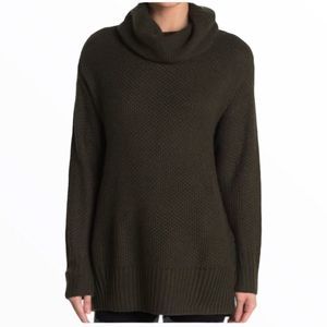 Sanctuary Olive Green Honeycomb Knit Cowl Neck Long Sleeve Tunic Sweater Size XS